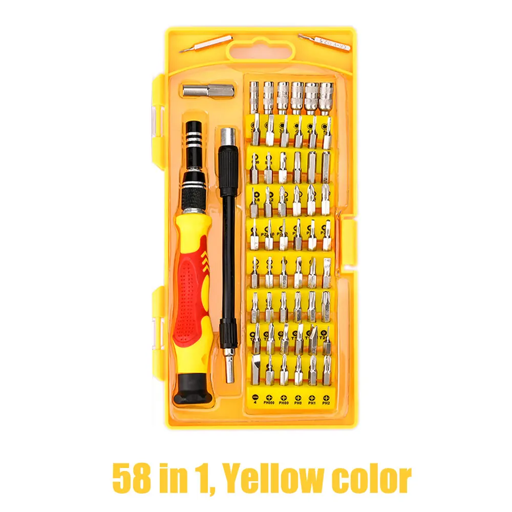 58 in 1-yellow Vastar 60/58 шт. Прецизионная отвертка набор магнитных отверток для телефонов игровая консоль планшет ПК ремонт электроники инструмент - Цвет: 58 in 1-yellow