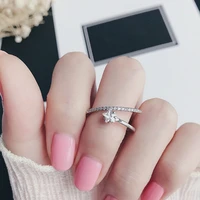 silver color star shaped zircon adjustable finger ring shining zircon for women fashion jewelry birthday gift