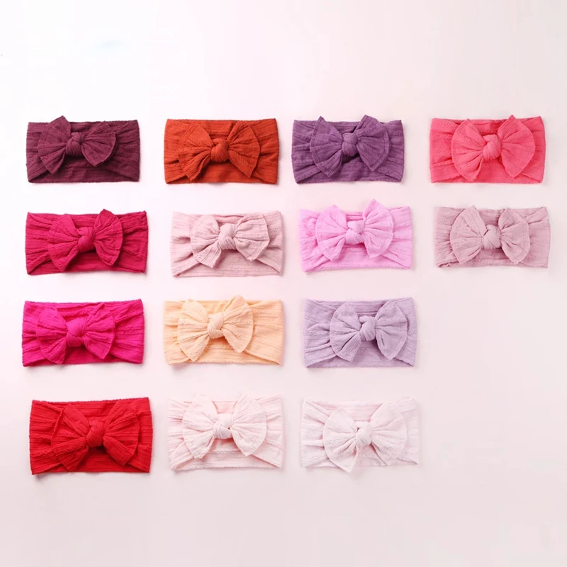

1PCS New Braid Nylon Bow Headbands,Cable Knit Solid Wide Nylon Headbands Turban, Baby Girls Head Wrap Hair Accessories 27 Colors