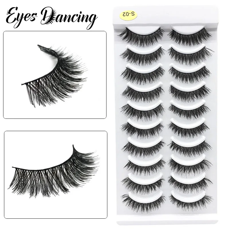 10 пар накладных ресниц Eyes Dance натуральные длинные перекрестные 3D ресницы