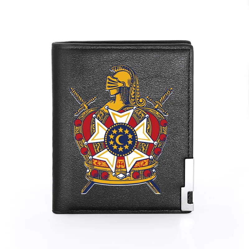 

Black Classic Brazil DeMolay International Symbol Printing Pu Leather wallet Men Bifold Credit Card Holder Short Purse Male