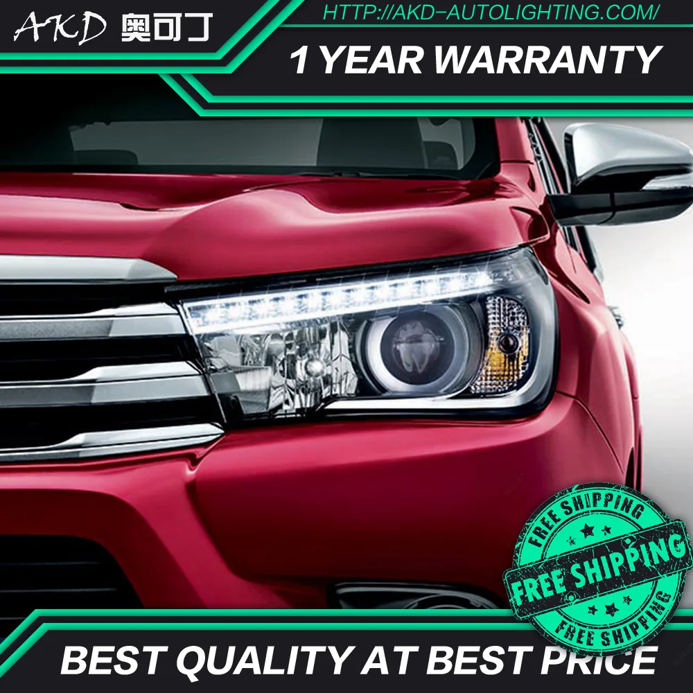 Автомобильные фары AKD для Toyota REVO Hilux светодиодные DRL ходовые огни биксеноновые луч