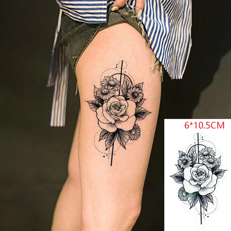 

Водостойкая Временная тату-наклейка ins Rose chrysanthemum sexy flower боди-арт флэш-тату искусственная тату для женщин и мужчин