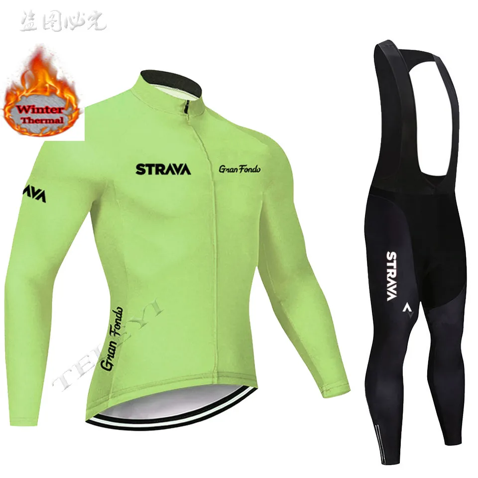 STRAVA велосипедная майка мужская pro team зимний теплый флисовый комплект с длинным рукавом MTB велосипедная Одежда Майо Ropa Ciclismo Hombre - Цвет: 16