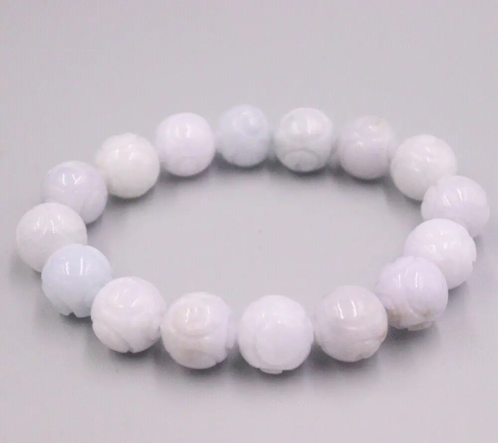 

100% Natural Grade A Jade / jadeite Bracelet Lucky 13mm Carved Pattern Beads Bracelet For Men Women