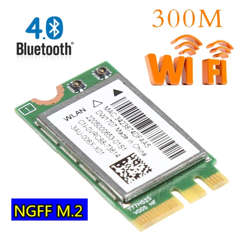 WXTA 300M беспроводная Bluetooth-совместимая NGFF WIFI карта для Dell DW1707 VRC88 Qualcomm QCNFA335 |