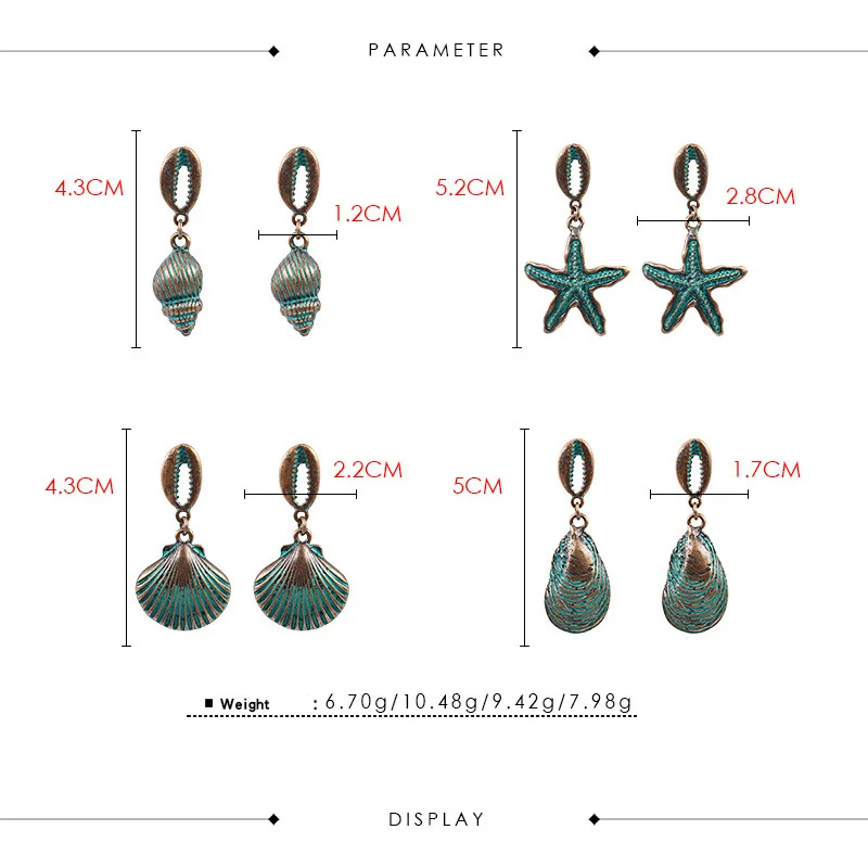 Винтажные Ретро этнические серьги с краской в виде ракушек Морская звезда
