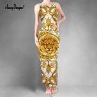 Noisydesigns Tiger элегантное платье для женщин для свадебной вечеринки 2021 Лето Золото Роскошный Цветочный размера плюс 4XL Vestidos De Noche Прямая поставка