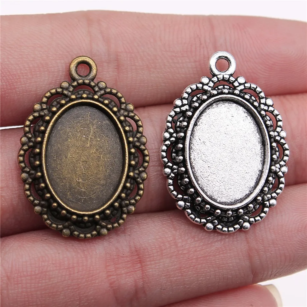 

2pcs 13x18mm Oval Vintage Style pendant base jewelry finding & components