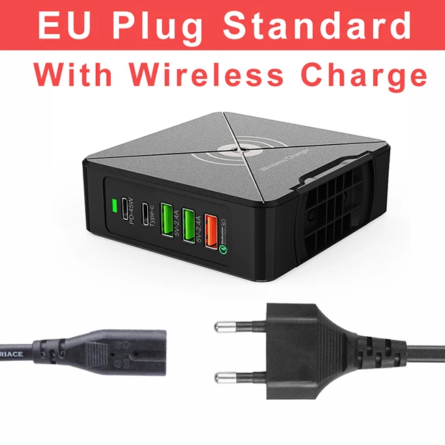 EU Plug F88-W 696 F88 75W USB зарядное устройство type C быстрое зарядное устройство для iPhone 8 X XR Qi Беспроводное зарядное устройство для samsung S/Note QC 3,0 быстрое настенное зарядное устройство - Тип штекера: EU Plug F88-W