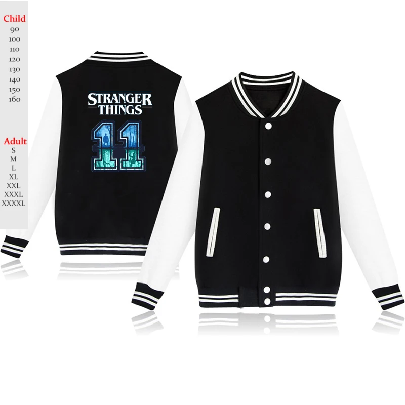 

Men Women Child Stranger Things Jacket Casual Boys Girls Jacket Unisex Casual Cotton Sweatshirt Sportswear Baseball Jerseys