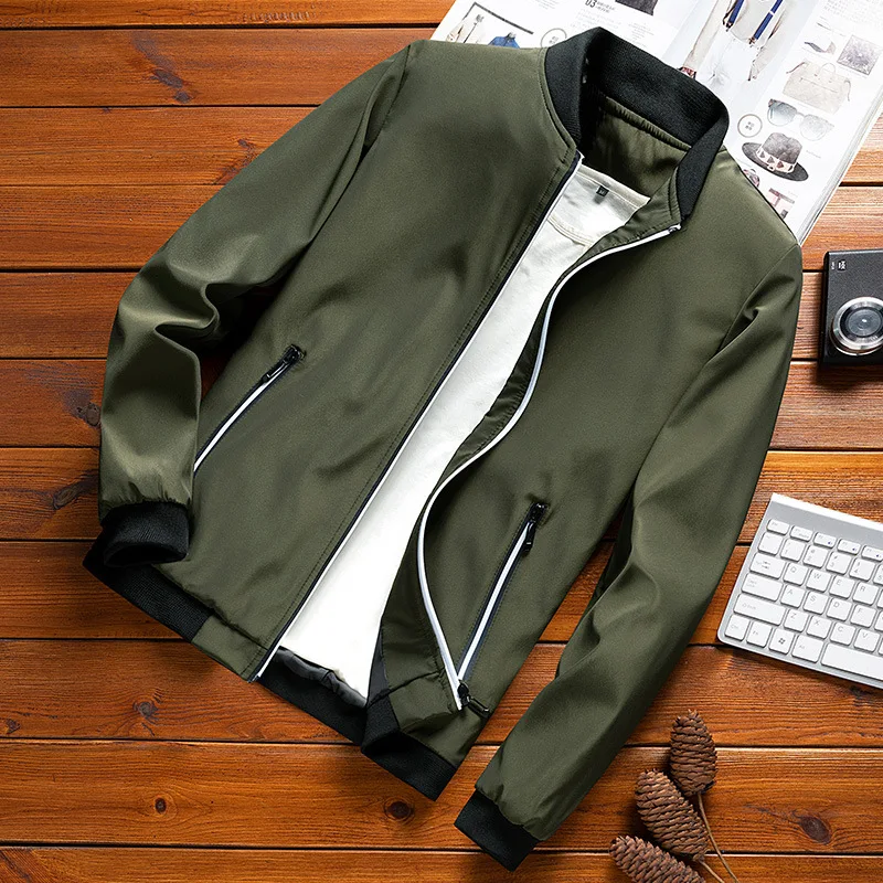 

2020 Men's Casual Stand Collar Jacket Adolescents Wild Simple Non-Iron Baseball Collar Jacket