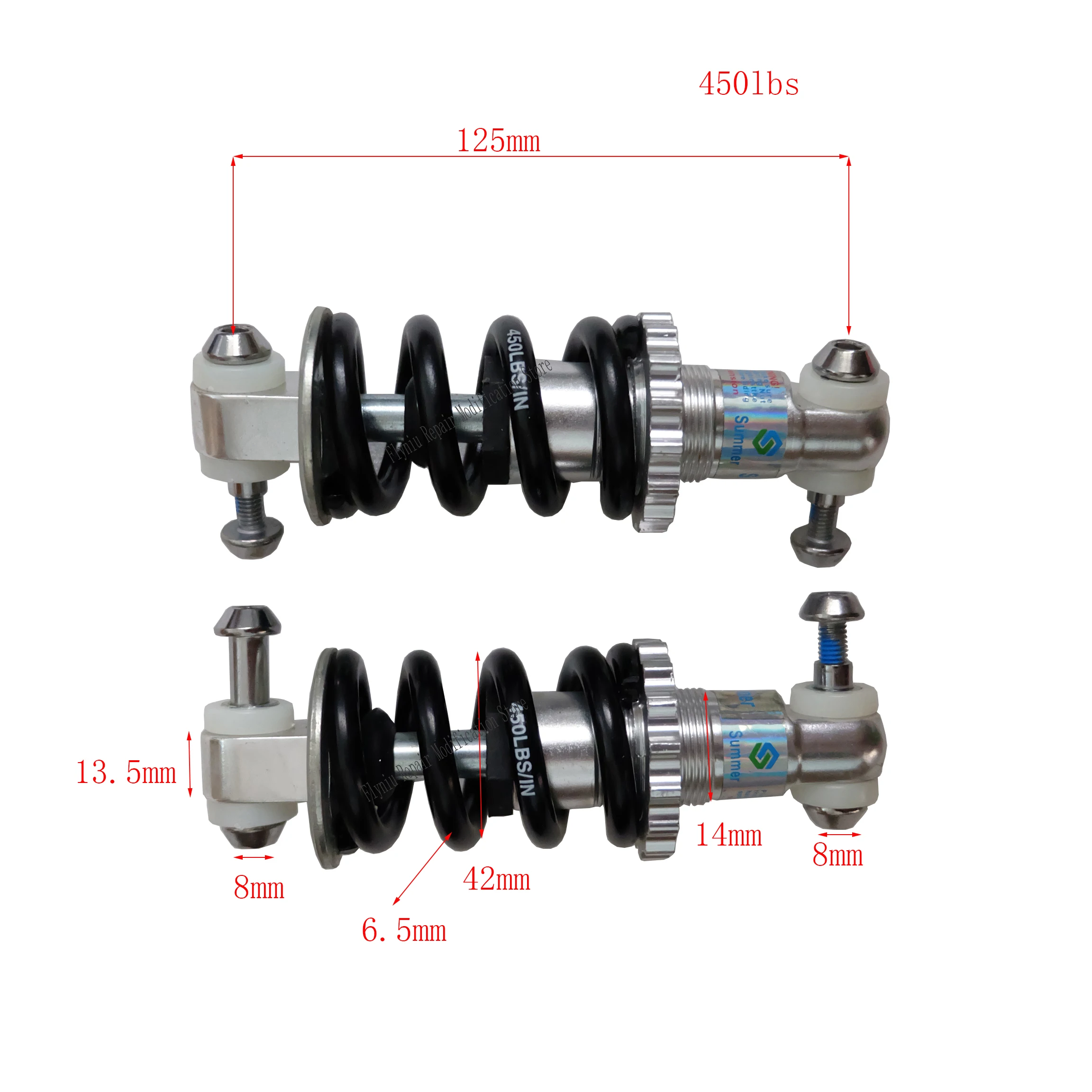 125mm Shock Suspension Bumper Spring Shock Absorber Parts Rear Shock For Mini off-road ATV Electric Bicycle Scooter EBike Spring