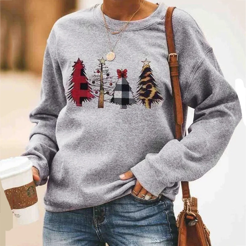 

Женский пуловер с леопардовым принтом, длинным рукавом и круглым вырезом