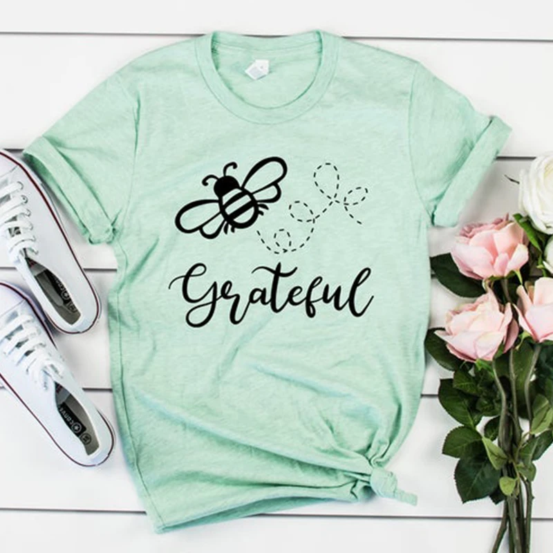 Благодарны пчелы женские футболки Би Вид для девочек футболка с коротким рукавом