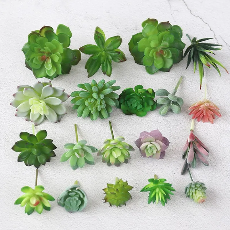 

Green Flocking Artificial Succulents Plants Home Garden Decoration Flower Arrangement Bathroom Accessories Planta Artificial