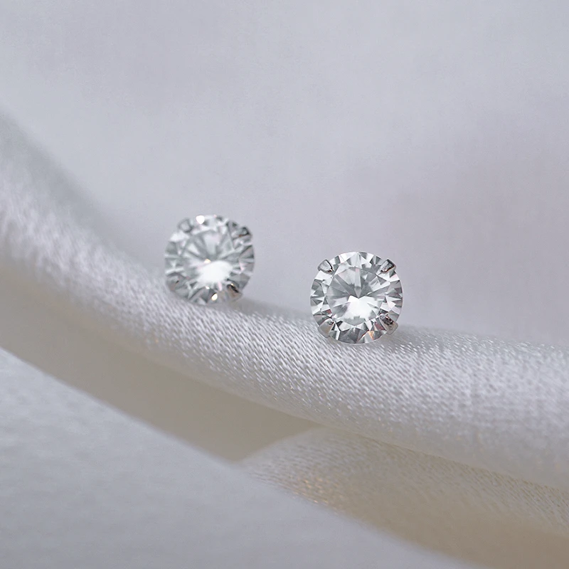 Женские и мужские серьги-гвоздики из серебра 925 пробы с фианитом | Украшения