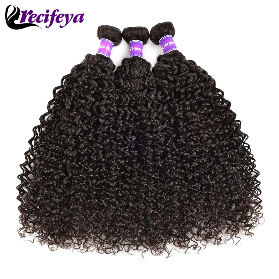 

RECIFEYA Raw Indian Hair Bundles Kinky Curly 100% Human Virgin Hair Weaving Wholesale Hair Bundles Extensions For Black Woman