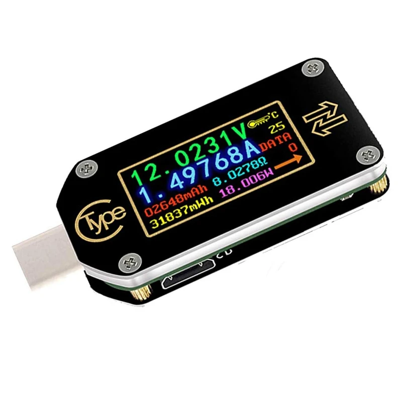

Type-C USB Tester Multimeter Bluetooth Ammeter Voltmeter Meter IPS Color LCD Display 2 Way Digital Current Voltage Meter