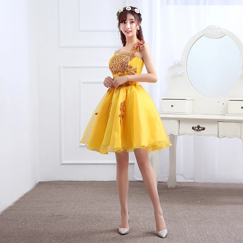 Новое поступление золотистые короткие женские вечерние платья принцессы для