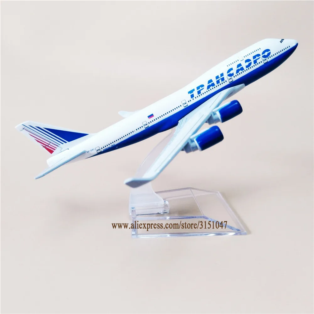 Модель самолета из металлического сплава 16 см авиакомпании Transaero B747 модель Боинг