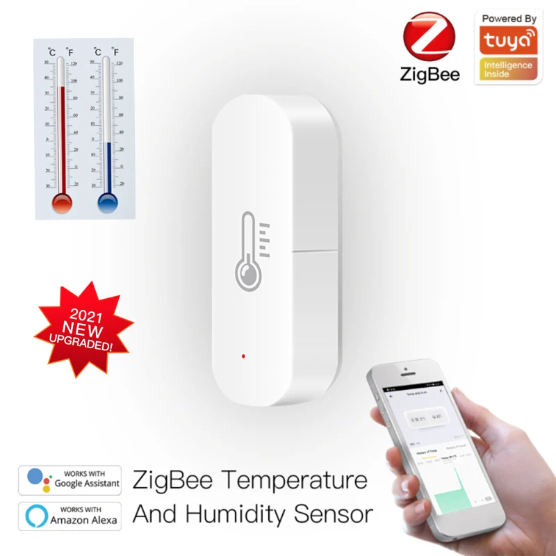 

Tuya ZigBee Smart Temperature And Humidity Sensor Battery Powered ZigBee Smart Home Security Work With Alexa Google Home