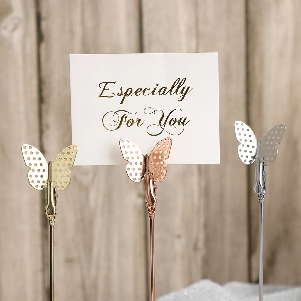 Романтические металлические зажимы для фотографий с изображением бабочки