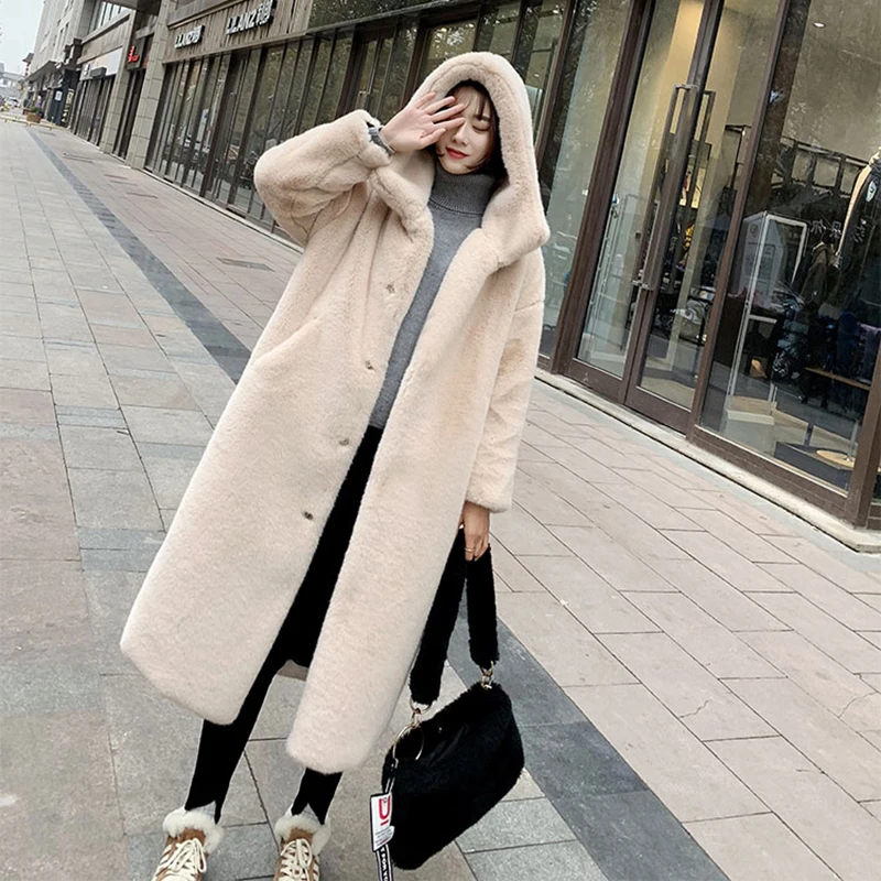 

2020 Autumn Winter Warm Faux Mink Fur Coat Luxury Long Fur Coat Leisure Style OverCoat Plus Size Female Plush Coats For Women