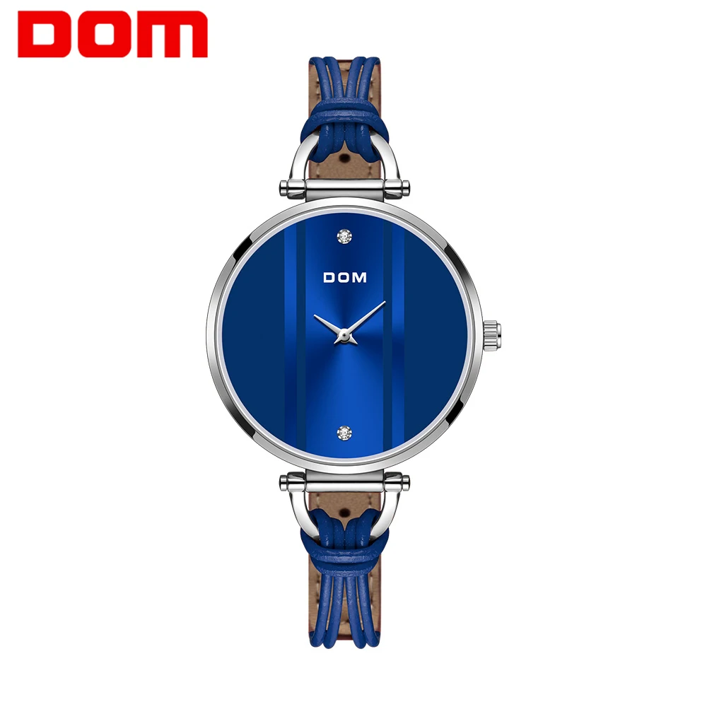

DOM Women's Watches Top Brand Luxury Quartz Leather Wristwatch Elegant Thin Simple Blu Clock for Female Relogio Feminino G-1332