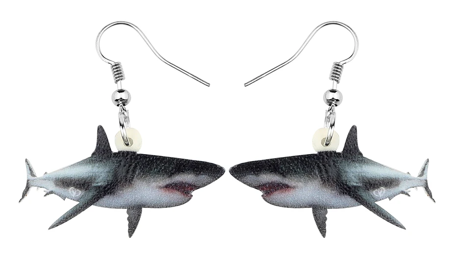 Bonsny Acrylic Ocean Black Shark Fish Earrings Drop Dangle Sea Animal Jewelry For Women Teens Girls Friends Charms Gift Hot Sale