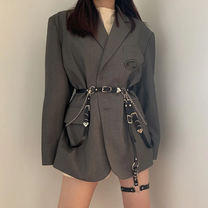 

Women Gothic Heart Hiphop Belt Adjustable Disco Dancing Leather PU Belts Punk Style Jk Waist Strap Gitl Dress Body Waist Chain