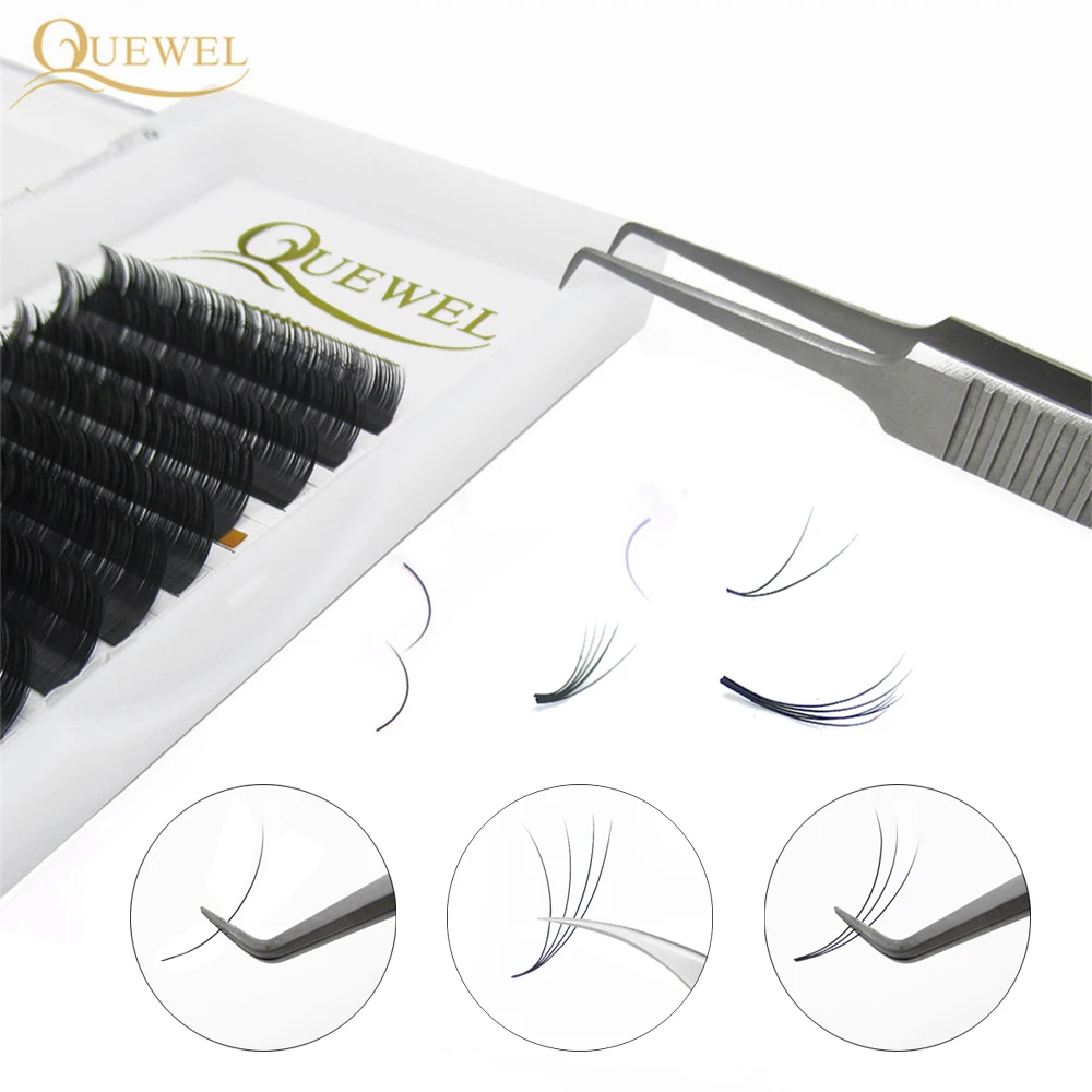 Ресницы Quewel автоматические для наращивания шелковые накладные ресницы быстрого