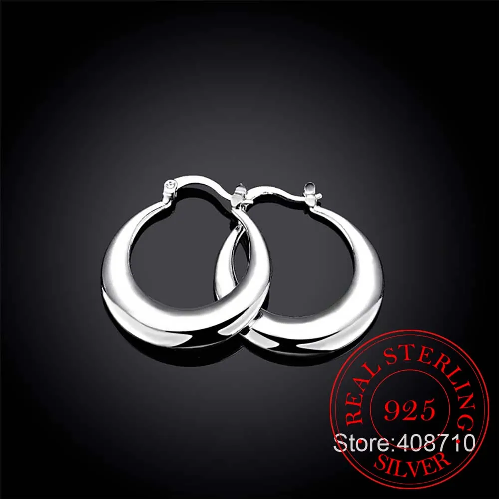 Женские круглые серьги кольца Crescent Moon из стерлингового серебра 925 пробы