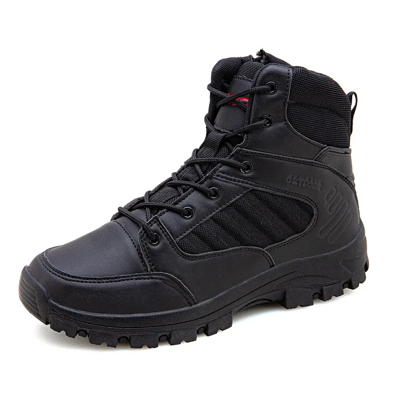 Men Tactical Boots Army Boots Military Desert Waterproof Work Safety Shoes Climbing Hiking Sport Shoes Ankle Men's Outdoor Boots - Цвет: black
