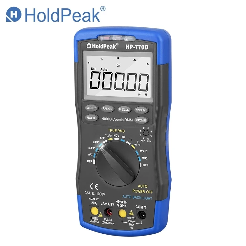 HoldPeak Цифровой мультиметр HP 770D высокой точности Авто Диапазон True RMS 40000 отсчетов