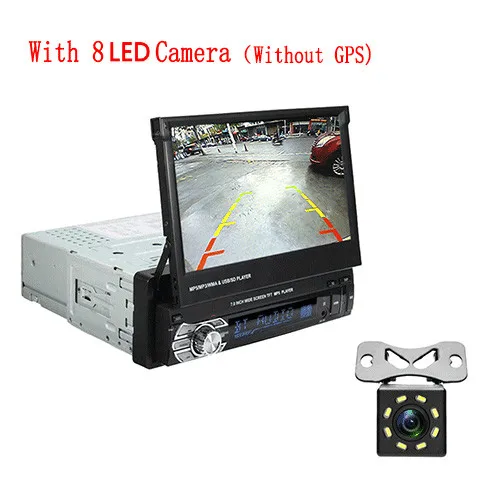 8 LED Camera No GPS 1 Din " Универсальное автомобильное радио gps-навигация Авторадио Видео плеер Bluetooth выдвижной сенсорный экран MP5 стерео аудио - Цвет: 8 LED Camera No GPS