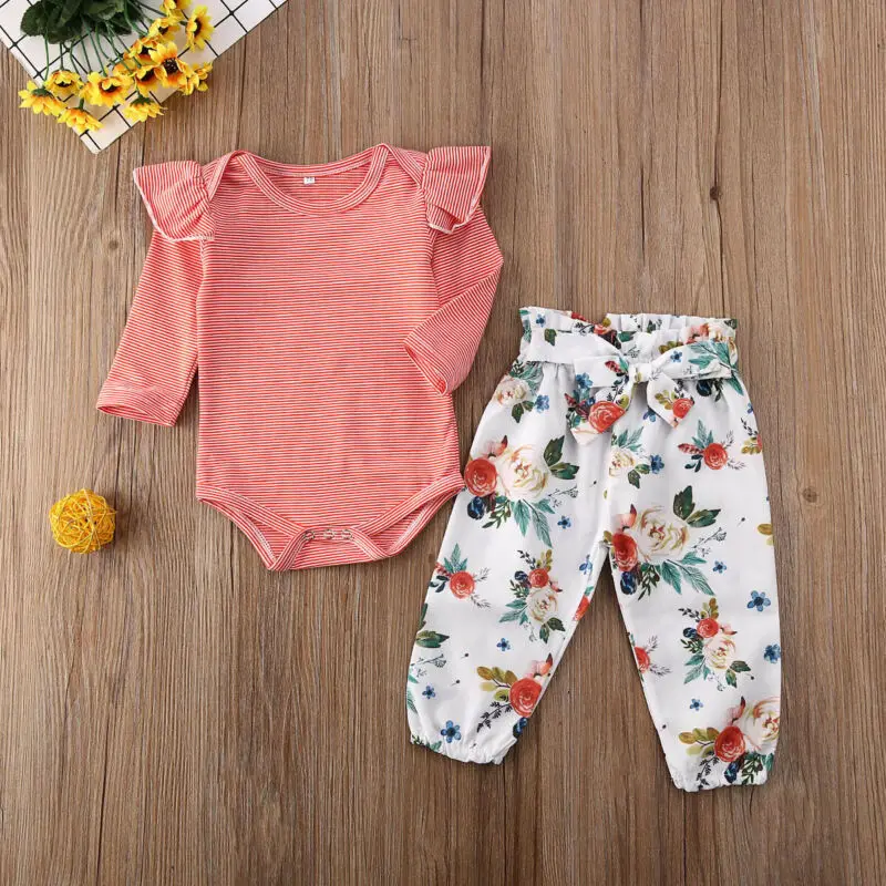 В наличии США Одежда для новорожденных девочек детская одежда в полоску с