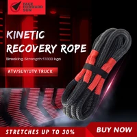 black 3420ft kinetic rope19mm6m energy ropedouble braided recovery ropetowing ropes