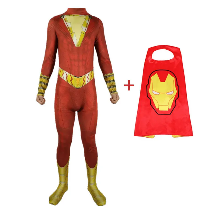 Новинка Костюм для косплея капитана Marvel шазам Билли батерсона комбинезон костюм