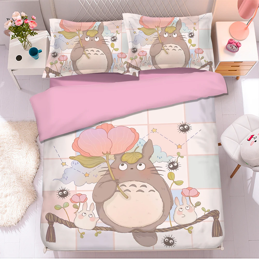 

Popular Anime Totoro 3D Bedding Set Duvet Covers Pillowcases Comforter Bedding Sets Bedclothes Bed Linen Totoro Bedding Sets 07