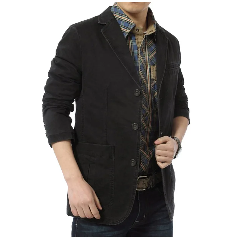 

Spring Autumn Blazer Men Casual Cotton Denim Jackets Slim Fit Luxury Suit Coat Army Military Blazer Casaco Masculino Outwear 5XL