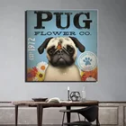 Домашние собаки, современный известный мопс, художественная живопись, плакат, цифровая печать для детской гостиной, украшение стены, домашний декор, подарок