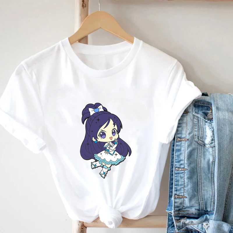 

Princess Print Women T-shirt Animation Summer Short Sleeve O-neck T Shirt Beautifu Girls Tshirt Cute Kawaii Clothing