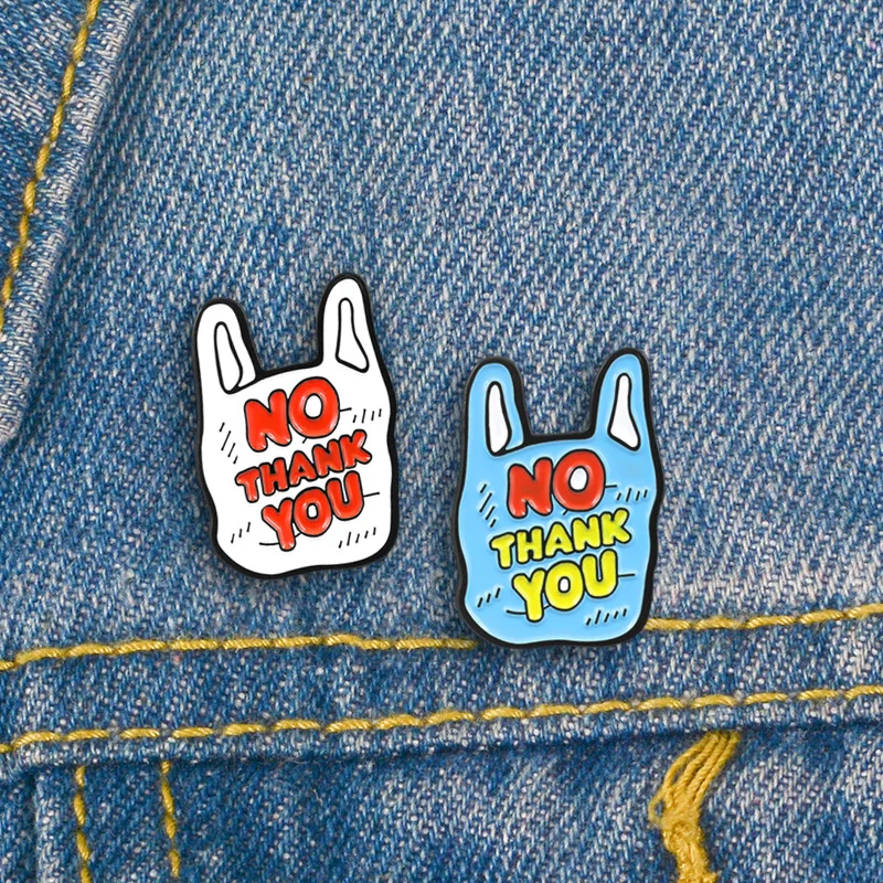

NO THANK YOU Brooch Hot Badges Funny Cute Enamel Pins Jewelry Brooch Environmental Protection Cute Chest Brooch Colorful Pin