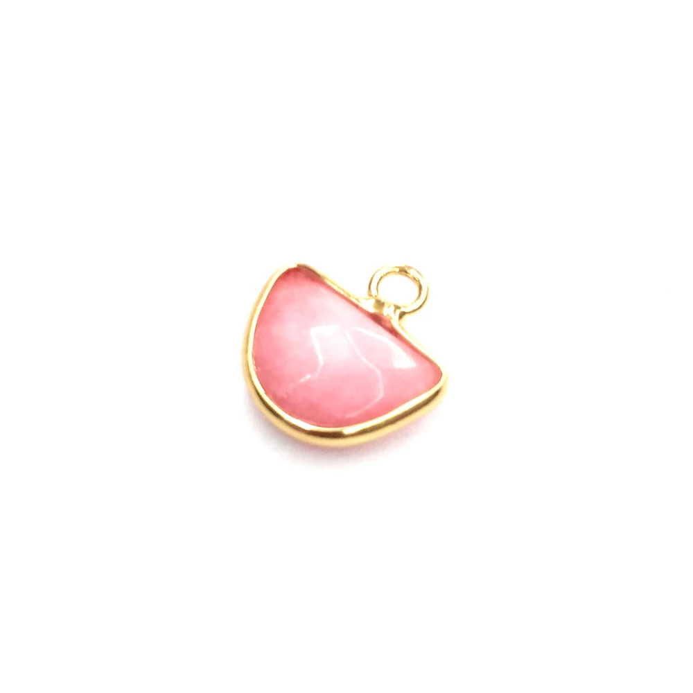 

2020 Natural Stone Pendants Semicircular Shape Hemming Faceted Pendant for Jewelry Making DIY Necklace Accessorie Size 13x13mm