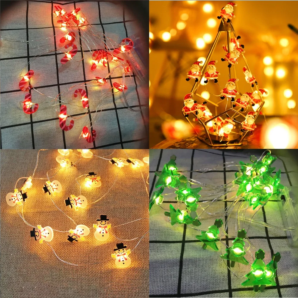 

Christmas String Lights Xmas Trees Decoration Snowman Santa Claus Snowflake Reindeer Curtain Decor Party Bedroom Home Decoration