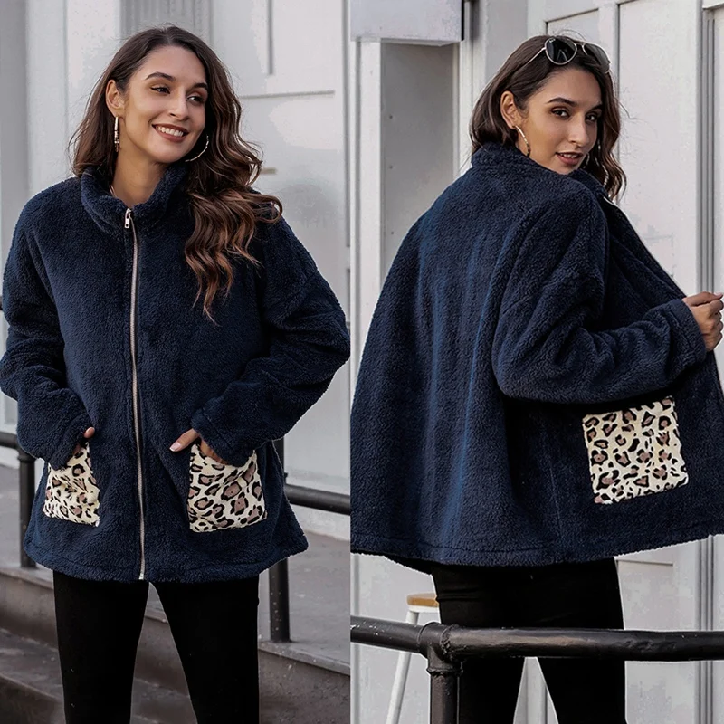 

Kili Women'S Furry Warm Women'S Casual Jacket Top Blue