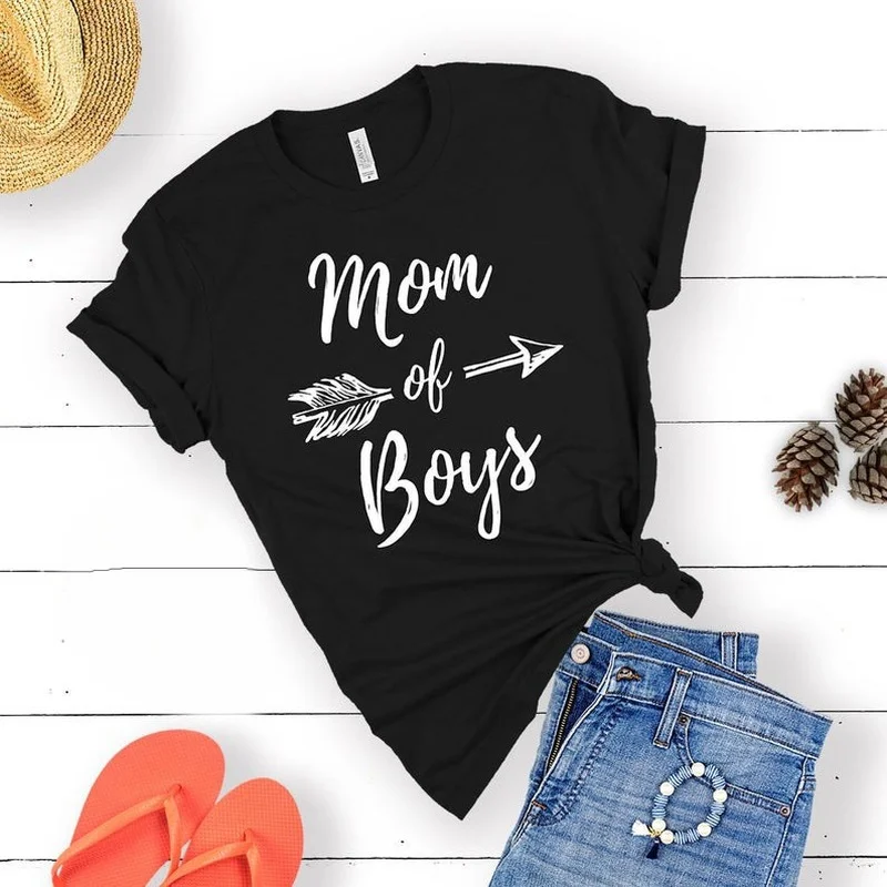 

Mom of Boys Letter Print Women T Shirt Short Sleeve O Neck Loose Women Tshirt Ladies Fashion Tee Shirt Tops Camisetas Mujer