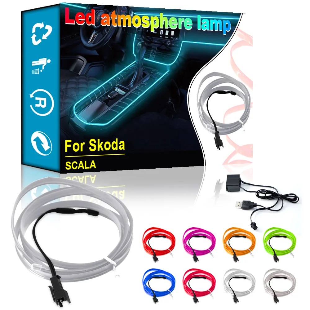 

Car USB Atmosphere Lights Lamps Car Interior Accessories for Skoda SCALA Octavia MK2 MK3 2 3 Fabia Karoq Superb Rapid Kamiq Yeti
