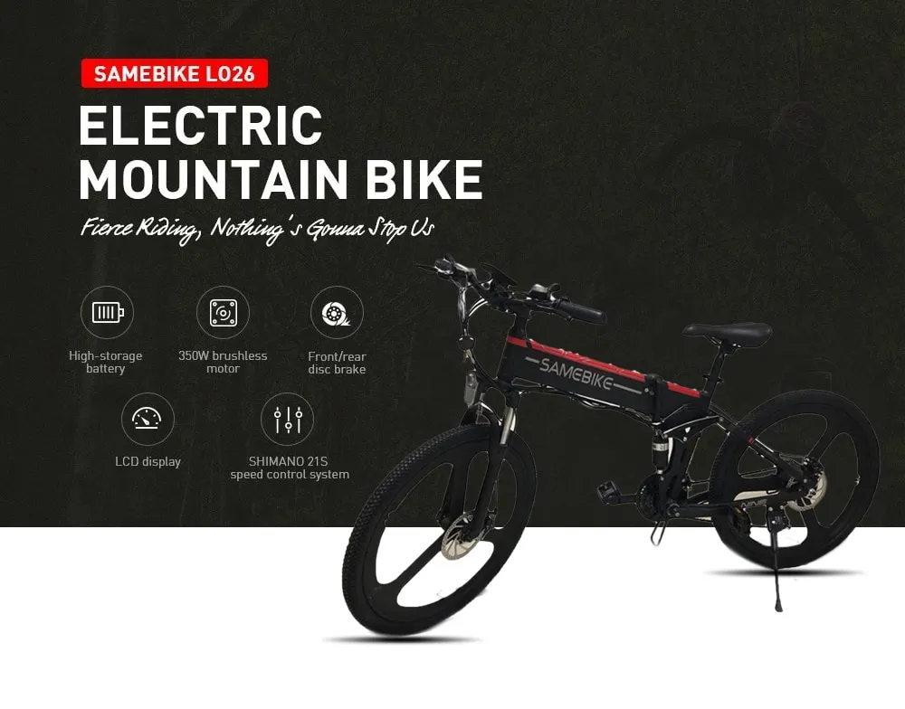 SAMEBIKE LO26 Умный складной электровелосипед Электрический велосипед 350 Вт Мотор 48 В